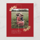 Carte de Noël photo Budget Script Red Gold 2 (Dos)