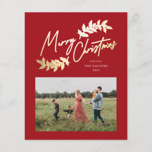 Carte de Noël photo Budget Script Red Gold 2