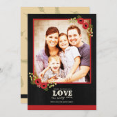 Carte de Noël photo | Chalkboard Floral (Devant / Derrière)