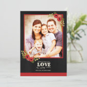 Carte de Noël photo | Chalkboard Floral (Debout devant)