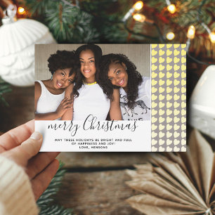 Carte de Noël photo Cœur Gris Jaune
