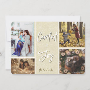 Carte de Noël photo Confort & Joie en crème
