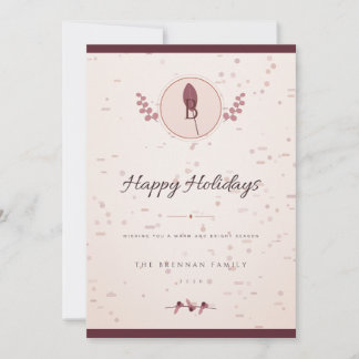 Carte de Noël photo Cranberry Laurel Monogram 1