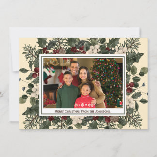 Carte de Noël photo Crème au beurre jaune aquarell