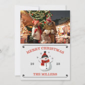 Carte de Noël photo Cute Snowman (Devant)