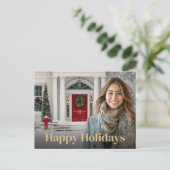 Carte de Noël photo d'agent immobilier de maison é (Debout devant)