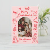 Carte de Noël photo d'arche dessinée à la main fan (Debout devant)