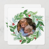 Carte de Noël photo de couronne de vacances à l'aq (Devant / Derrière)