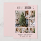 Carte de Noël Photo de Famille Rose 6 (Devant / Derrière)