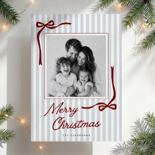 Carte de Noël photo de famille Rubans Rouges Rayur