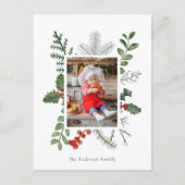 Carte de Noël photo de feuillage et de baies de fê (Devant)