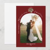 Carte de Noël Photo de jeune marié à l'aquarelle a (Devant / Derrière)