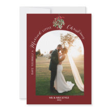 Carte de Noël Photo de jeune mariée à l'aquarelle 