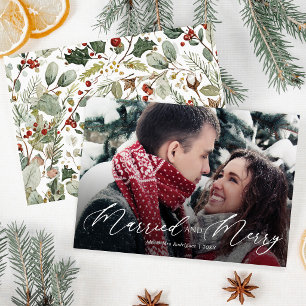 Carte de Noël photo de jeunes mariés 'Mariés et jo