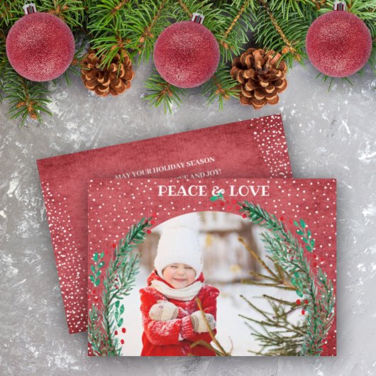 Carte de Noël photo de la couronne de pin