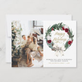 Carte de Noël photo de pin floral de Bourgogne (Devant)