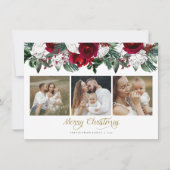 Carte de Noël photo de pin floral de Bourgogne (Devant)