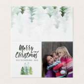 Carte de Noël photo de pins à l'aquarelle (Outside Unfolded)