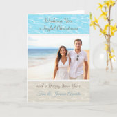 Carte de Noël photo de plage tropicale (Fleur jaune)