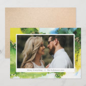 Carte de Noël photo de vacances à l'encre verte mo (Devant / Derrière)