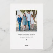 Carte de Noël photo de vacances en feuille métalli (Verso)