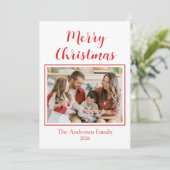 Carte de Noël photo décontractée festive Rouge (Debout devant)