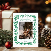 Carte de Noël photo dessinée à la main avec un nœu