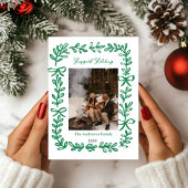 Carte de Noël photo dessinée à la main avec un nœu