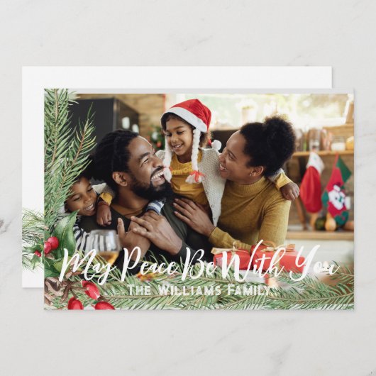 Carte de Noël photo double face moderne pour les f (Devant / Derrière)