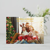 Carte de Noël photo élégante avec lumières en feui (Debout devant)