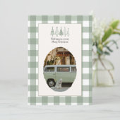 Carte de Noël photo en gingham vert (Debout devant)