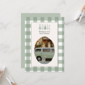 Carte de Noël photo en gingham vert (Devant/Arrière en situation)