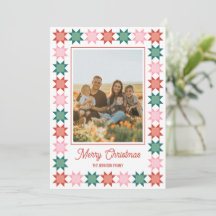 Carte de Noël photo encadrée patchwork étoile de N