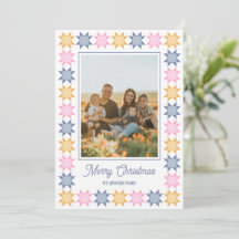 Carte de Noël photo encadrée patchwork étoile de N