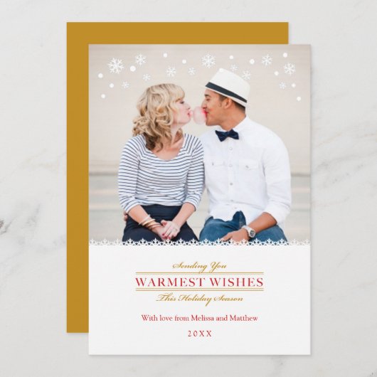 Carte de Noël photo fantaisiste Flocons de neige (Devant / Derrière)