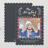 Carte de Noël photo festive Joyeuse écrite au tabl (Devant / Derrière)