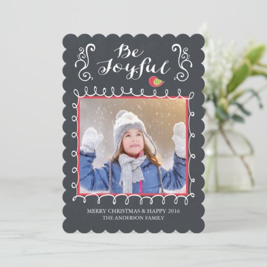 Carte de Noël photo festive Joyeux Tableau Noir (Debout devant)