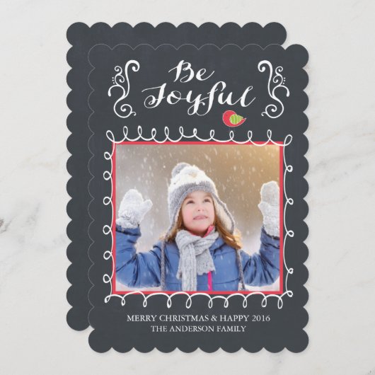 Carte de Noël photo festive Joyeux Tableau Noir (Devant / Derrière)