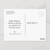 Carte de Noël photo festive minimale tendance (Dos)