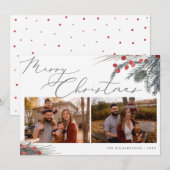 Carte de Noël Photo Feuillage de Noël (Devant / Derrière)