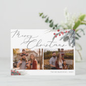 Carte de Noël Photo Feuillage de Noël (Debout devant)