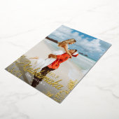 Carte de Noël photo feuille d'or tropical Mele Kal (Rotation)