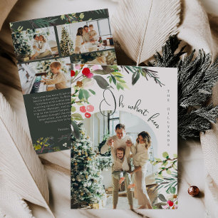 Carte de Noël photo Fleur de houx Oh quelle joie