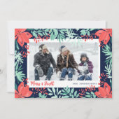 Carte de Noël Photo Fleurs Rouges Botanique Verdur (Devant)