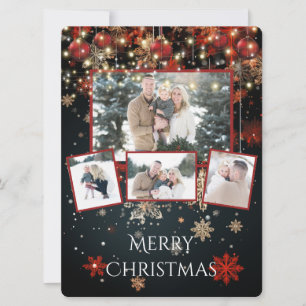 Carte de Noël photo Flocons de neige Guirlandes lu
