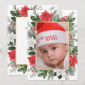 Carte de Noël photo florale plate pour les fêtes (Devant / Derrière)