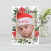 Carte de Noël photo florale plate pour les fêtes (Debout devant)