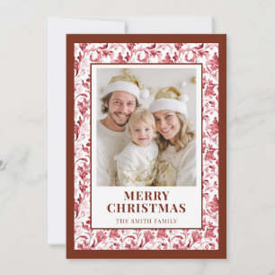 Carte de Noël photo florale rouge toile