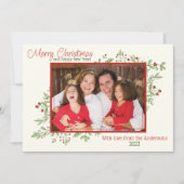 Carte de Noël photo Holly Berries et feuille (Devant)