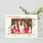 Carte de Noël photo Holly Berries et feuille (Debout devant)